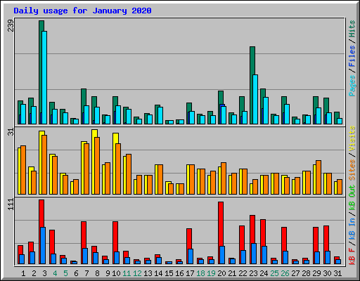 Daily usage for January 2020