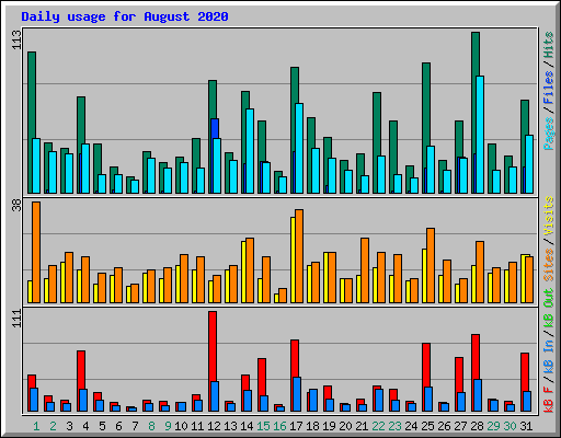 Daily usage for August 2020