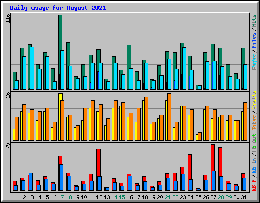 Daily usage for August 2021