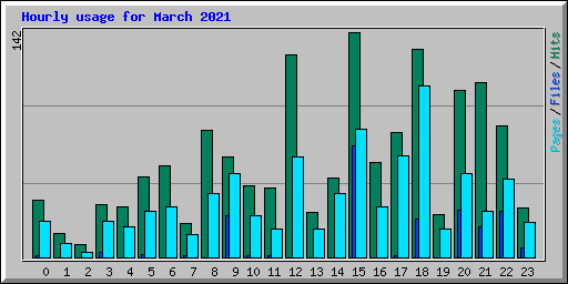 Hourly usage for March 2021